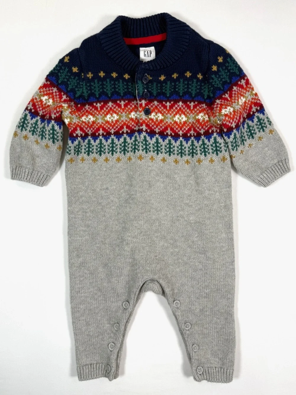 BABY GAP Boys’ Fair Isle Knit Sweater‎ One Piece Romper Après Ski Winter 3-6M